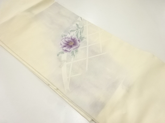 絽草花模様織出し名古屋帯